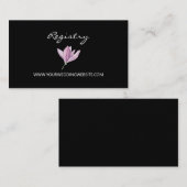 Paarse Magnolia op zwart bloemenbruiloft Details Informatiekaartje (Voorkant / Achterkant)