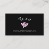 Paarse Magnolia op zwart bloemenbruiloft Details Informatiekaartje (Voorkant)