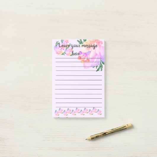 Paarse Magnolia verlaat je bericht na het bericht Post-it® Notes (Op bureau)