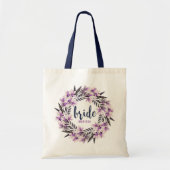 Paarse Magnolia Wreator met bride Typografie Tote Bag (Voorkant)