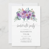 Paarse Magnolia's en Rozen Bachelorette Feest Kaart (Voorkant)