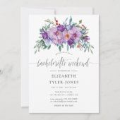 Paarse Magnolias en Rozen Bachelorette Weekend Kaart (Voorkant)