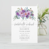 Paarse Magnolias en Rozen Bachelorette Weekend Kaart (Staand voorkant)