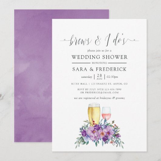 Paarse Magnolias en Rozen Brews voor ik het doe Kaart (Voorkant / Achterkant)