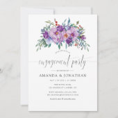 Paarse Magnolias en Rozen Engagement Party Kaart (Voorkant)