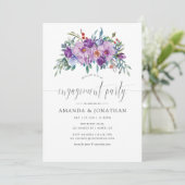 Paarse Magnolias en Rozen Engagement Party Kaart (Staand voorkant)