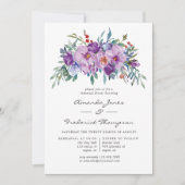 Paarse Magnolias en Rozen Rehearsal Dinner Kaart (Voorkant)