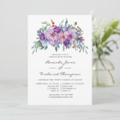 Paarse Magnolias en Rozen Rehearsal Dinner Kaart (Staand voorkant)