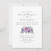 Paarse Magnolias en Rozen waterverf bruiloft Kaart (Voorkant)