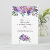 Paarse Magnolias en Rozen Waterverf Sip en Zie Kaart (Staand voorkant)