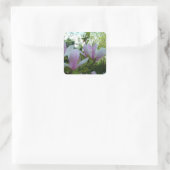 paarse magnolibloemen met bronlicht vierkante sticker (Tas)