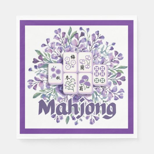 Paarse Mahjong Tegels Servet (Voorkant)