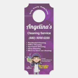 Paarse Maid House Schoonmaak Service Janitorial Deurhanger