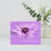 paarse maisbloem, geboortedag briefkaart (Staand voorkant)