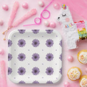 Paarse maisiebloemen poka stipt botanische papie papieren bordje (Feest)