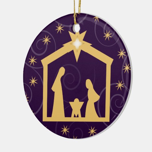 Paarse majesteit kerstmis keramisch ornament (Links)