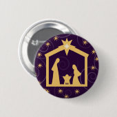 Paarse majesteit kerstmis ronde button 5,7 cm (Voorkant /achterkant)