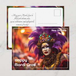 💚💜💛Paarse Majesteit: Mardi Gras Elegantie Briefkaart
