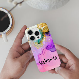 Paarse Majesteit Waterverf Fantasy Custom iPhone 15 Pro Case