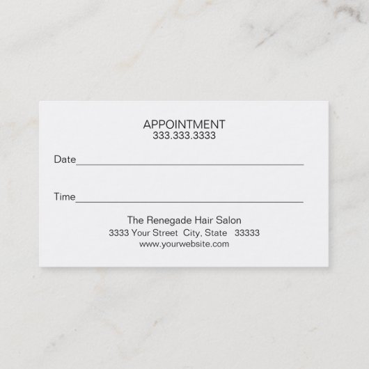 Paarse make-up artist en kapsalon afsprakenkaartje (Achterkant)