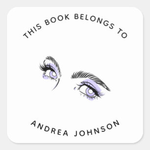 Paarse Makeup Eyes Girly Beauty Bookplate Vierkante Sticker
