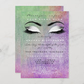 Paarse Makeup White Mint Glitter 16th Bridal Kaart (Voorkant / Achterkant)