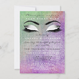 Paarse Makeup White Mint Glitter 16th Bridal Kaart