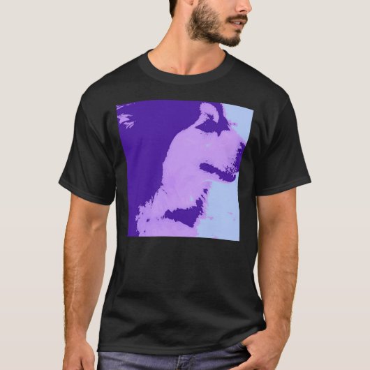 Paarse Malamute Pop Art T-shirt (Voorkant)