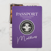 Paarse Malediven Paspoort Bewaar de datum Save The Date (Voorkant / Achterkant)
