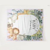 Paarse malle jungle baby dieren douche achtergrond wandkleed (Voorkant (horizontaal))