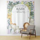 Paarse malle jungle baby dieren douche achtergrond wandkleed (In situ)