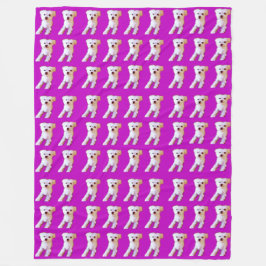 Paarse Maltese Hond Schattige Witte Knuffel 4Winst Fleece Deken