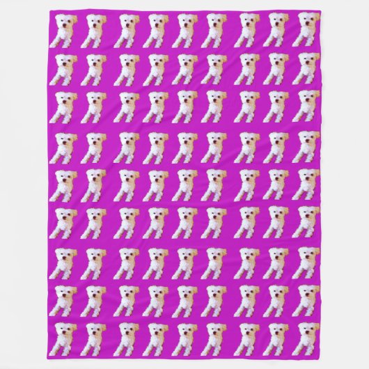 Paarse Maltese Hond Schattige Witte Knuffel 4Winst Fleece Deken (Voorkant)