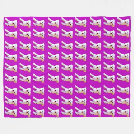 Paarse Maltese Hond Schattige Witte Knuffel 4Winst Fleece Deken (Voorkant (Horizontaal))