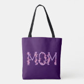 Paarse mam verdraaid met orchideeën kunsttas tote bag (Achterkant)