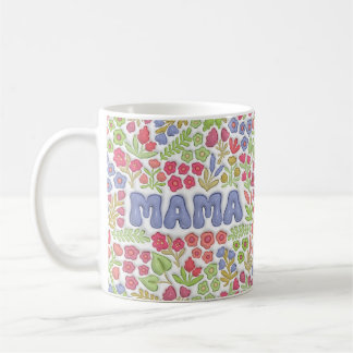 Paarse Mama Boho Bloemendecor 3D Effect Koffiemok