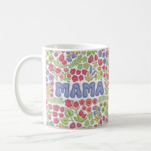 Paarse Mama Boho Bloemendecor 3D Effect Koffiemok (Links)