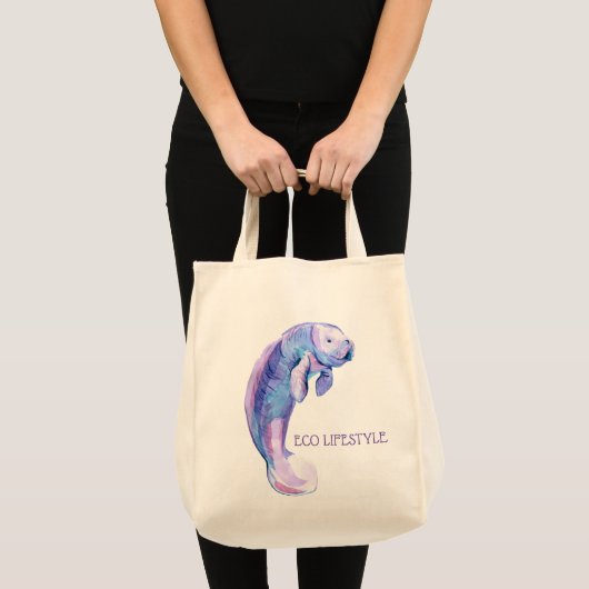 Paarse manatee tote bag (Voorkant (product))