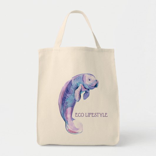 Paarse manatee tote bag (Voorkant)