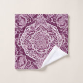 Paarse mandala AI-kunst Bad Handdoek (Wasdoekje)