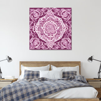 Paarse mandala AI-kunst  Canvas Afdruk