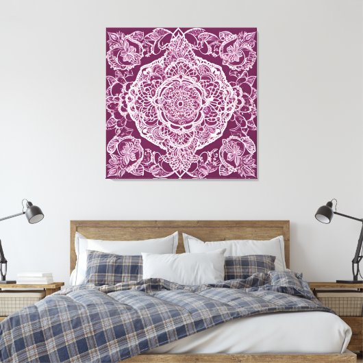 Paarse mandala AI-kunst  Canvas Afdruk (Insitu (Slaapkamer))