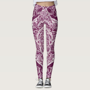 Paarse mandala AI-kunst Leggings