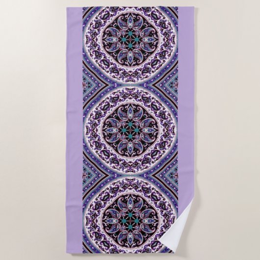 Paarse Mandala Beach Towel Strandlaken (Voorkant)