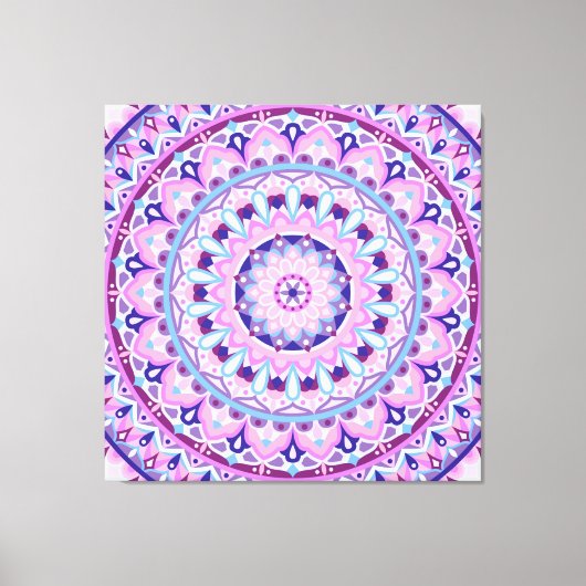 Paarse Mandala Boho Kunst Geometrisch Patroon Leve Canvas Afdruk (Voorkant)