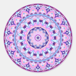 Paarse Mandala Boho Levendig Geometrisch Decal Ronde Sticker
