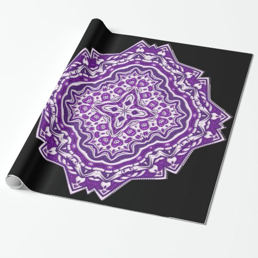 paarse mandala-cadeauverpakking cadeaupapier (Uitgerold)