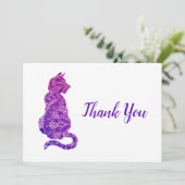 Paarse Mandala Cat Bedankkaart (Staand voorkant)