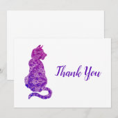 Paarse Mandala Cat Bedankkaart (Voorkant / Achterkant)