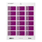 Paarse Mandala Colorful Modern Adresetiketten Etiket (Full Sheet)